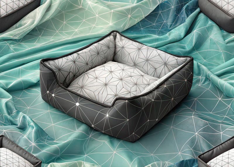 Eine futuristische Oase für Ihr geliebtes Haustier Cool Modernes Haustier Bett mit asymmetrischem glänzendem Seidendesign Perfekt stock abbildung
