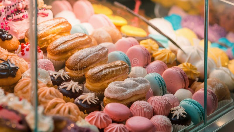 Eine große Auswahl an Kuchen im Fall ai stockfoto