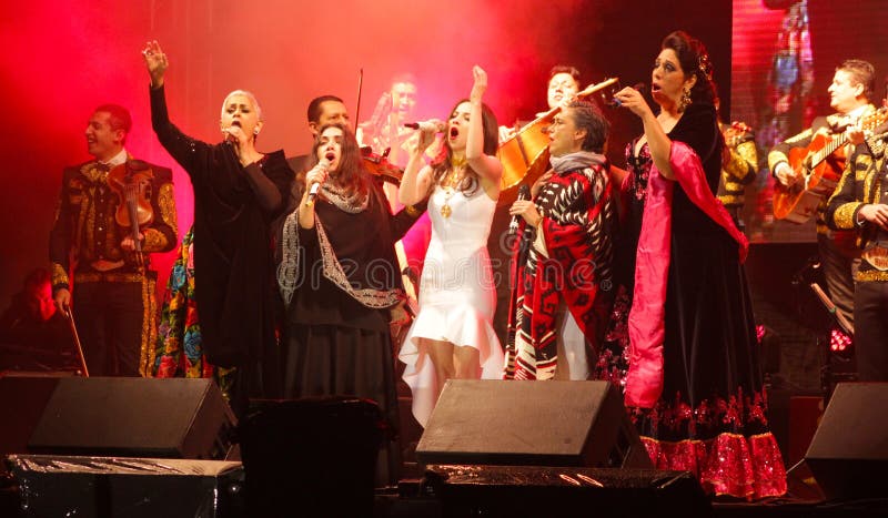 Tania Libertad, Regina Orozco, Eugenia Leon, Ofelia Medina and Paty Cantu in a commemorative rehearsal. Tania Libertad, Regina Orozco, Eugenia Leon, Ofelia Medina and Paty Cantu in a commemorative rehearsal