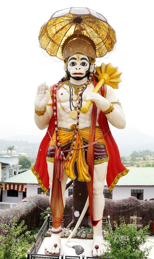 Eine hohe Statue von Hanuman auf dem Weg zu Naukuchiatal stockbilder Eine hohe Statue von Hanuman auf dem Weg zu Naukuchiatal stockbilder