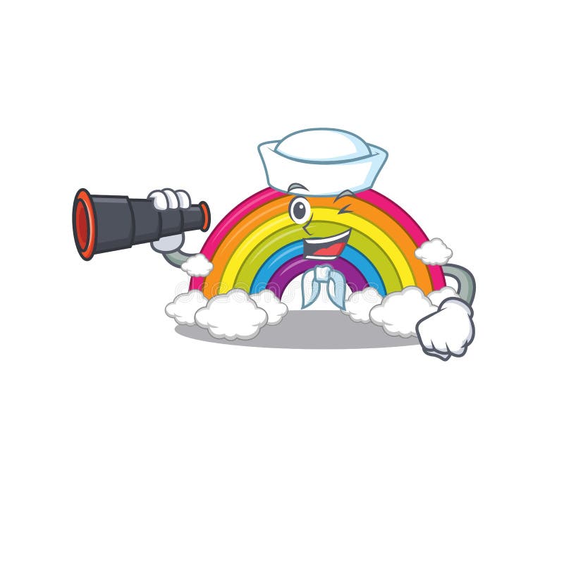 Eine Karikaturikone des Regenbogenseemanns mit binokularem