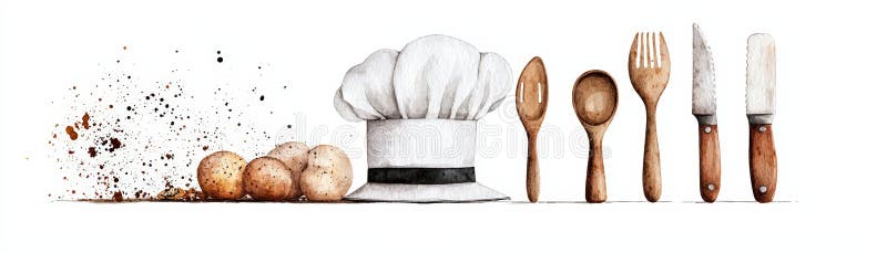 Eine kreative Küchenszene mit Küchenutensilien und frischem Teig, perfekt für kulinarische oder bakingthematische Projekte lizenzfreie abbildung