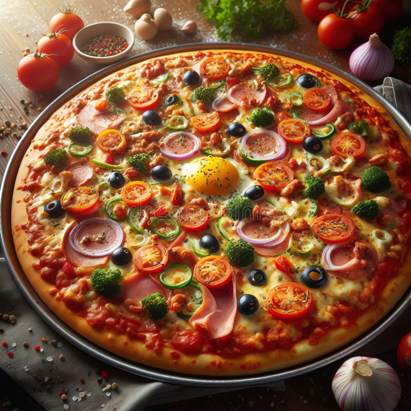 Eine köstliche italienische Salami Käse Pizza über einem Holzfeuer Pizza am Feuer schön dekoriert vier Käse Pizza vektor abbildung