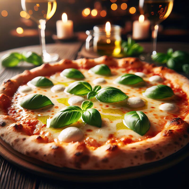 Eine köstliche italienische Salami Käse Pizza über einem Holzfeuer Pizza am Feuer schön dekoriert vier Käse Pizza lizenzfreie abbildung