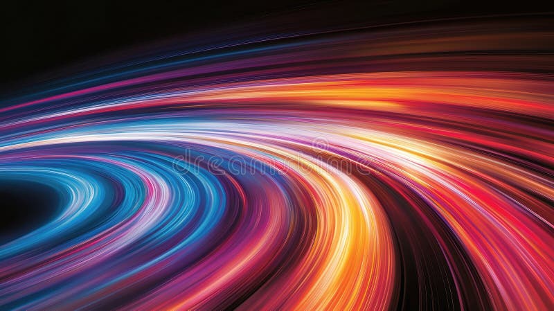 Eine lebendige abstrakte Komposition wirbelnder Linien in verschiedenen Farben. stockfoto