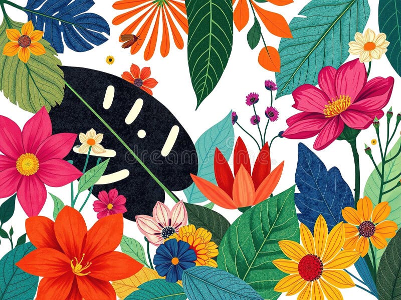 Eine lebendige botanische Rhapsodie moderne abstrakte Kunstsammlung mit Farbe und Textur, die ein faszinierendes Flair verleihen stock abbildung