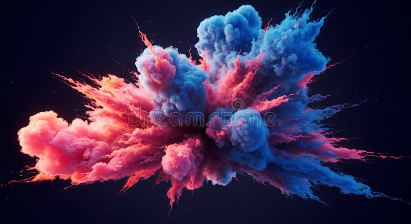 Eine lebhafte Explosion bunten Pulvers vor dunklem Hintergrund mit blau und blau vektor abbildung