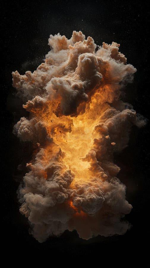 Eine lebhafte Explosion feuriger Wolken, die die Dunkelheit mit dynamischer Energie beleuchten lizenzfreie abbildung