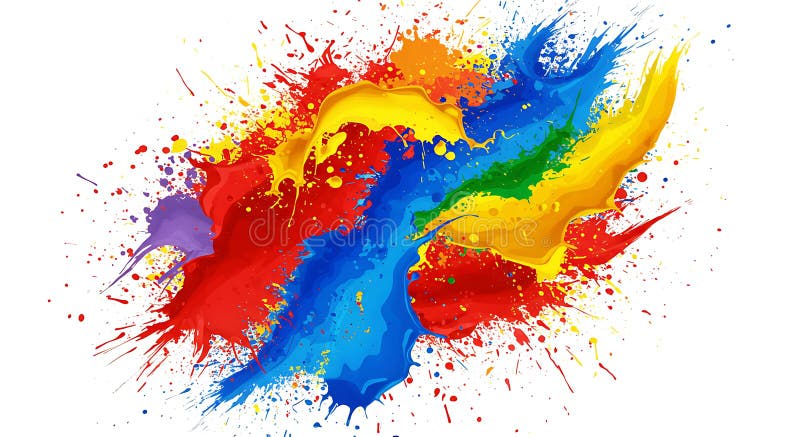 Eine lebhafte Explosion heller Farben wie rot-blau-gelb grün und violett stock abbildung
