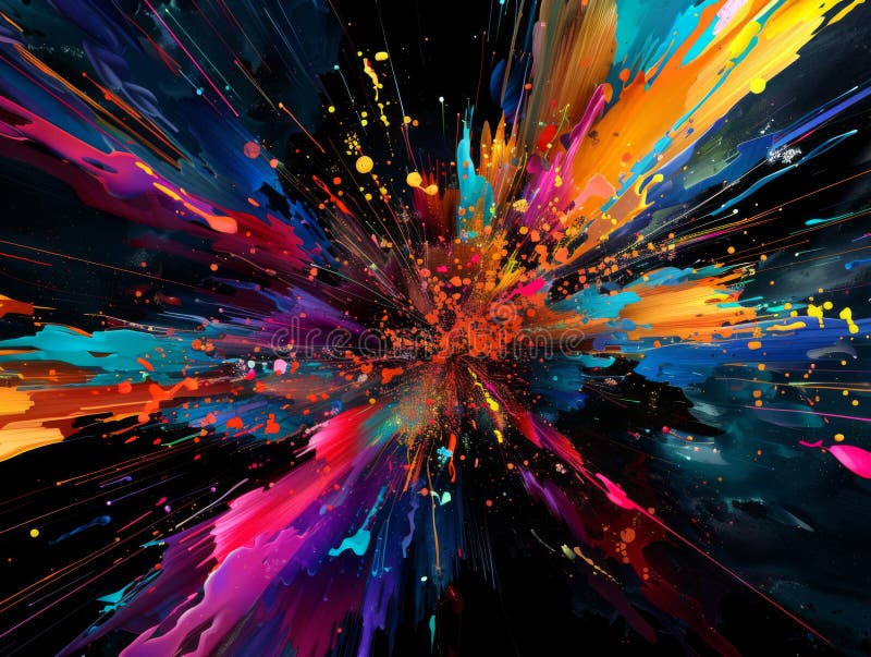Eine lebhafte Explosion von Farbe und Licht nach außen lizenzfreie abbildung