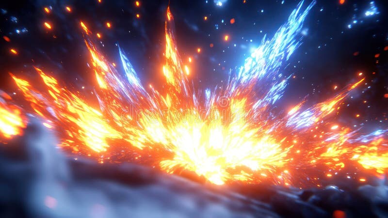 Eine lebhafte Farbexplosion, die dynamische Energie und Lichteffekte in einer kosmischen Szene zeigt lizenzfreie abbildung