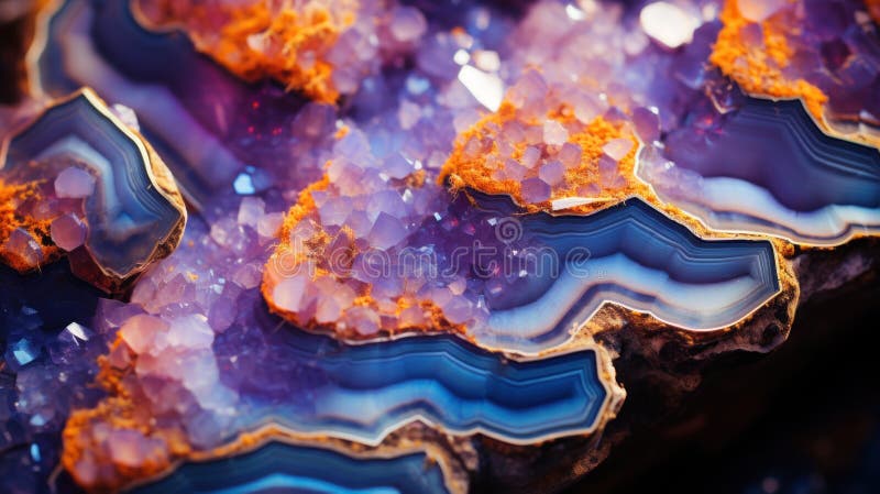 Eine Makroaufnahme eines Geodes-Kristall-Musters, in dem die glitzernden Kristalle der von der ai erzeugten vektor abbildung