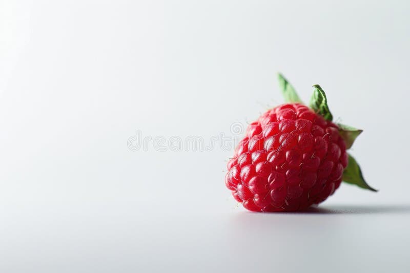 Eine Nahe einer frischen reifen Himbeere mit kräftiger roter Farbe und zarter Textur auf weißem Hintergrund lizenzfreie abbildung