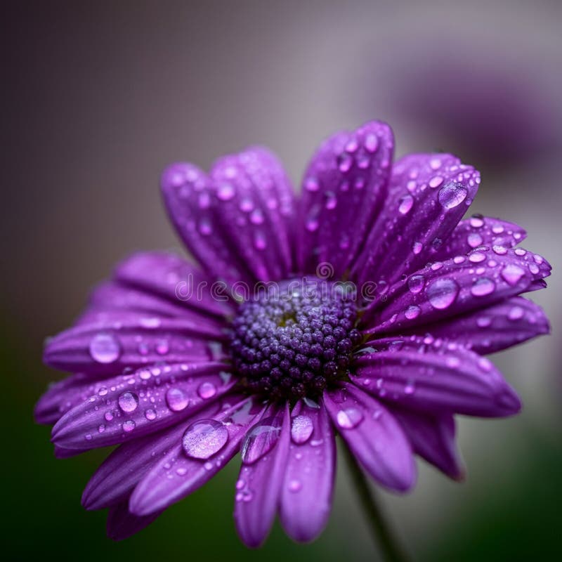Eine Nahe eines pulsierenden lila afrikanischen Disys Osteospermum mit zarten Regentropfen vektor abbildung