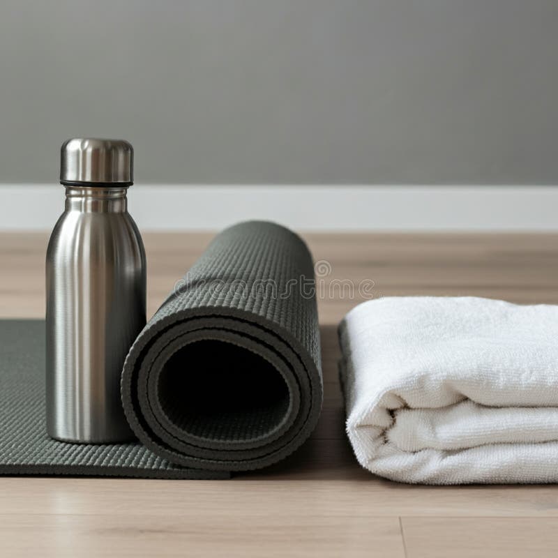 Eine ordentlich arrangierte Sammlung von Fitnessstudios auf einem Holzboden umfasst ein gewolltes vektor abbildung