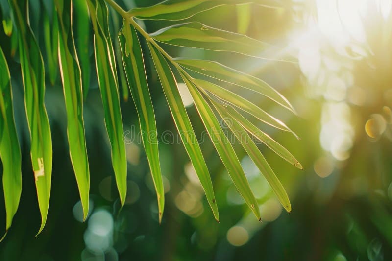 Eine Palme mit hellem Sonnenlicht, die durch ihre Blätter strahlt lizenzfreie stockbilder
