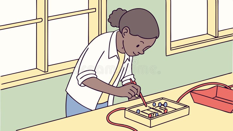 Eine Person lötet eine elektronische Leiterkarte Komponenten Vektordesign Generative AI lizenzfreie abbildung