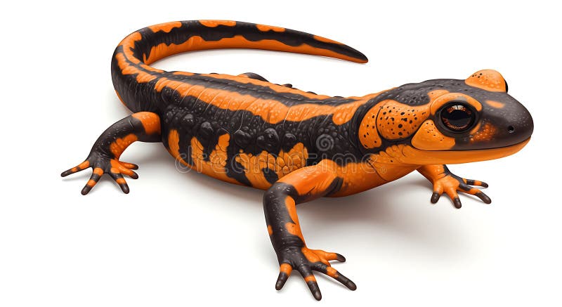 Eine realistische 3D-Abbildung eines Salamanders mit auffallendem Schwarz und Orange lizenzfreie abbildung