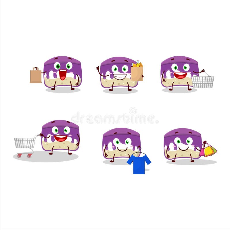 Eine reiche Trauben Kuchen Maskottchen Design Stil gehen einkaufen stock abbildung