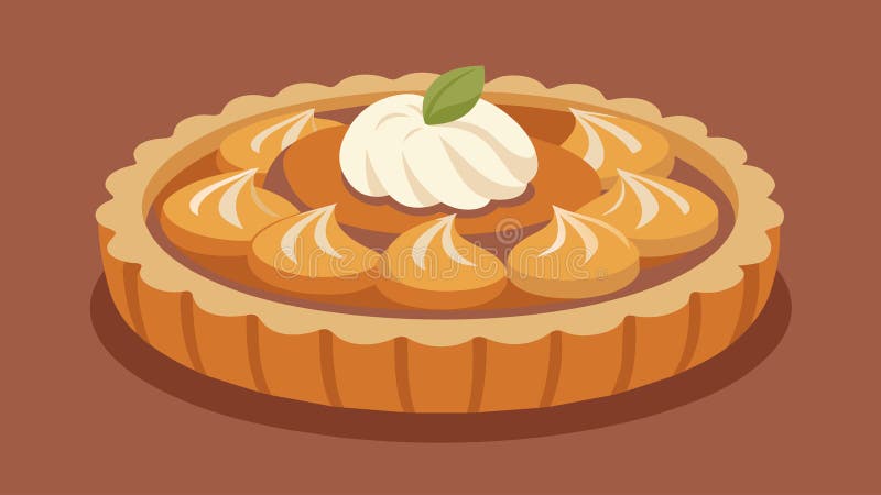 Eine rustikale Apfelkuchen, die mit hausgemachtem Dulce de leche gespritzt und mit einem Dolopp Sahne serviert wird. Vector lizenzfreie abbildung