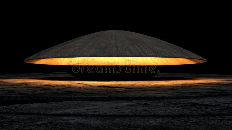 Eine schwarze Lampe mit gelbem Licht auf einem Steinboden. stockfotografie