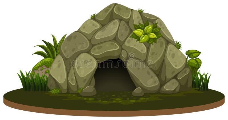 Eine Steinhöhle auf weißem Hintergrund