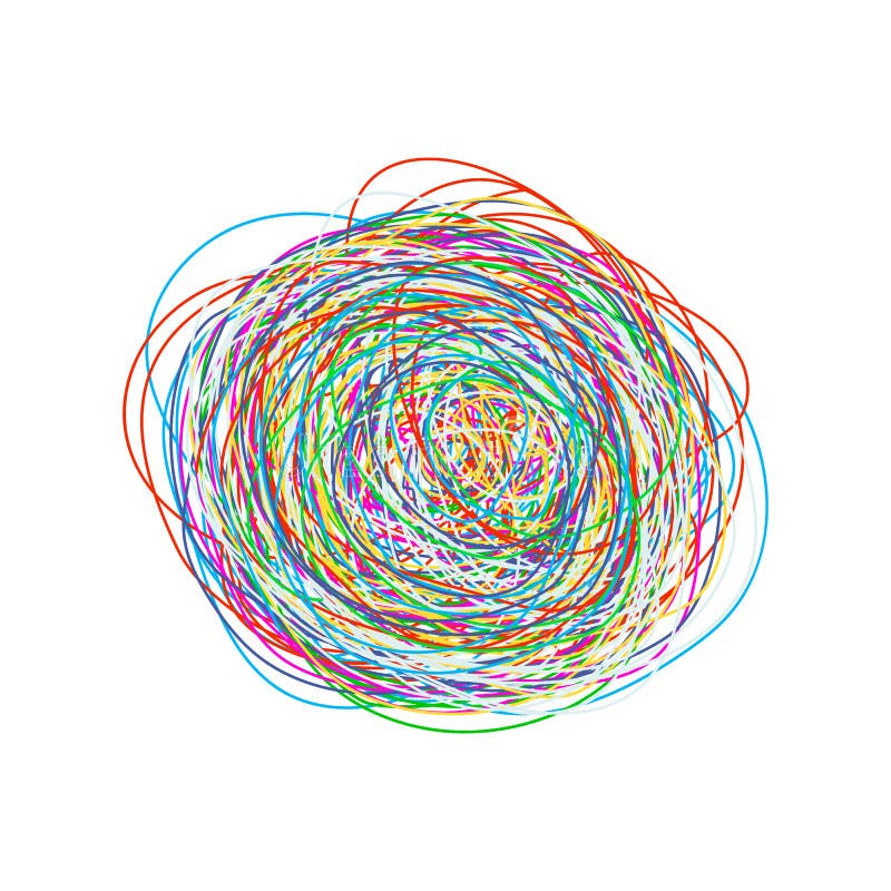 Eine verwirrte Verwicklung von Gedankenfäden Muster von Chaos und von Verwirrung für Druck Flache Vektorillustration lokalisiert lizenzfreie abbildung Eine verwirrte Verwicklung von Gedankenfäden Muster von Chaos und von Verwirrung für Druck Flache Vektorillustration lokalisiert lizenzfreie abbildung