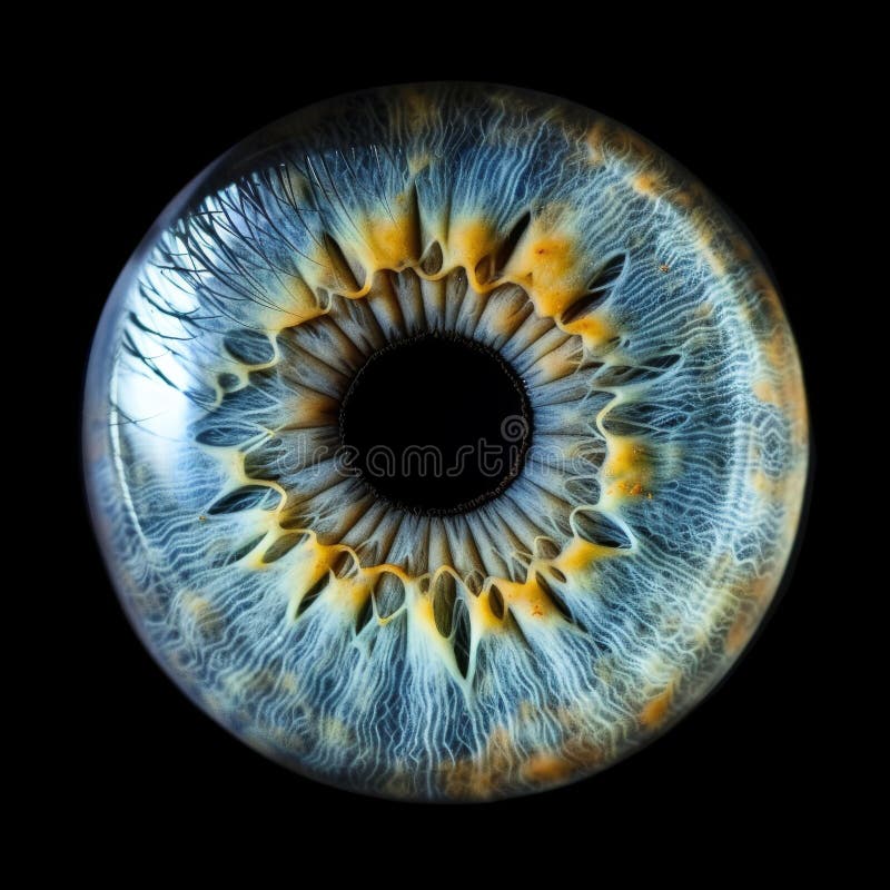 A closeup of an electric blue and yellow eye with symmetrical eyelashes on a dark background, resembling a gas or electric circle. A stunning image capturing the beauty of macro photography AI generated. A closeup of an electric blue and yellow eye with symmetrical eyelashes on a dark background, resembling a gas or electric circle. A stunning image capturing the beauty of macro photography AI generated