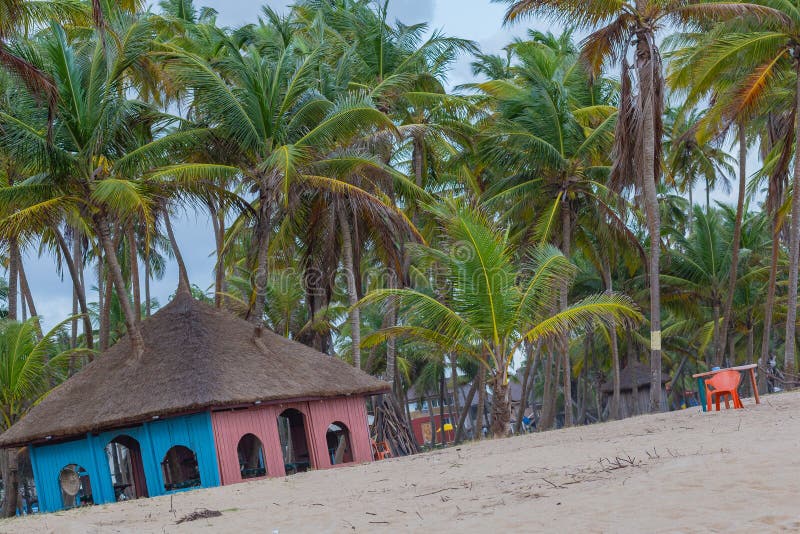 Einer der Gazebos in La Campagne-Strandurlaubsort Lekki Lagos Nigeria stockfotografie Einer der Gazebos in La Campagne-Strandurlaubsort Lekki Lagos Nigeria stockfotografie