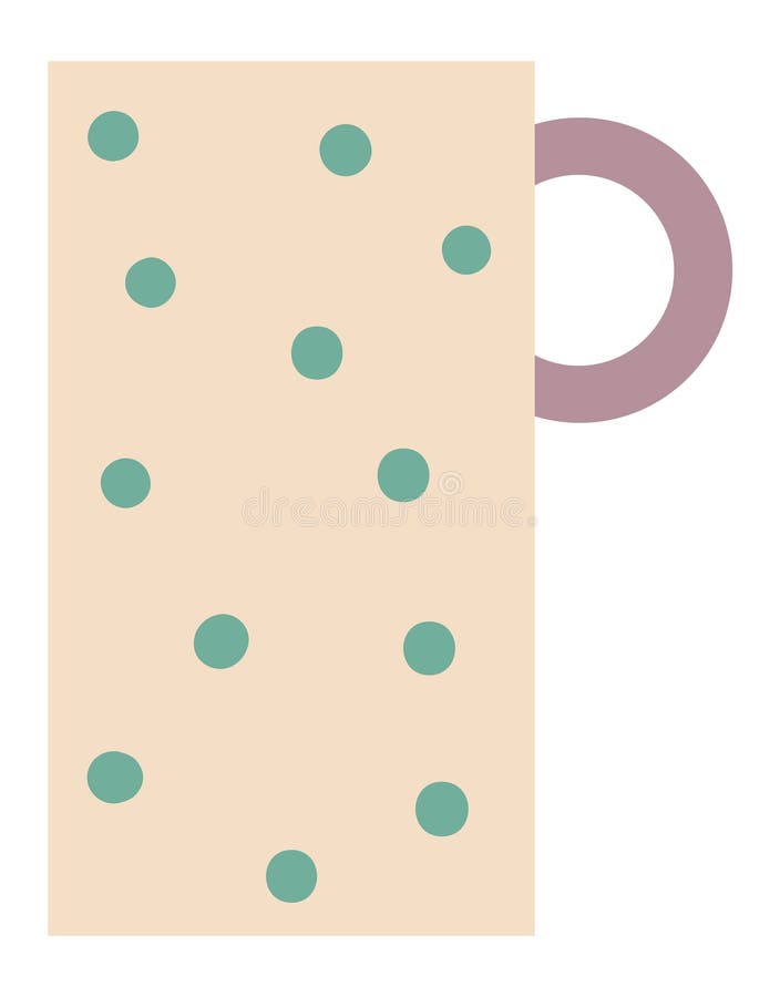 Einfach und stilvoll gestaltet dieser beige Schleim mit grünen Polka-Punkten und einem lila Griff prägt ein minimalistisches Desig stock abbildung