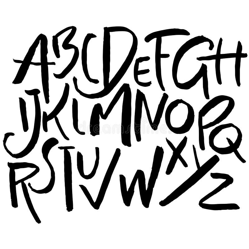 Einfache Alphabetbuchstaben. moderner Tintenguß des handdrawn Schmutzes. Vektorillustration. vektor abbildung