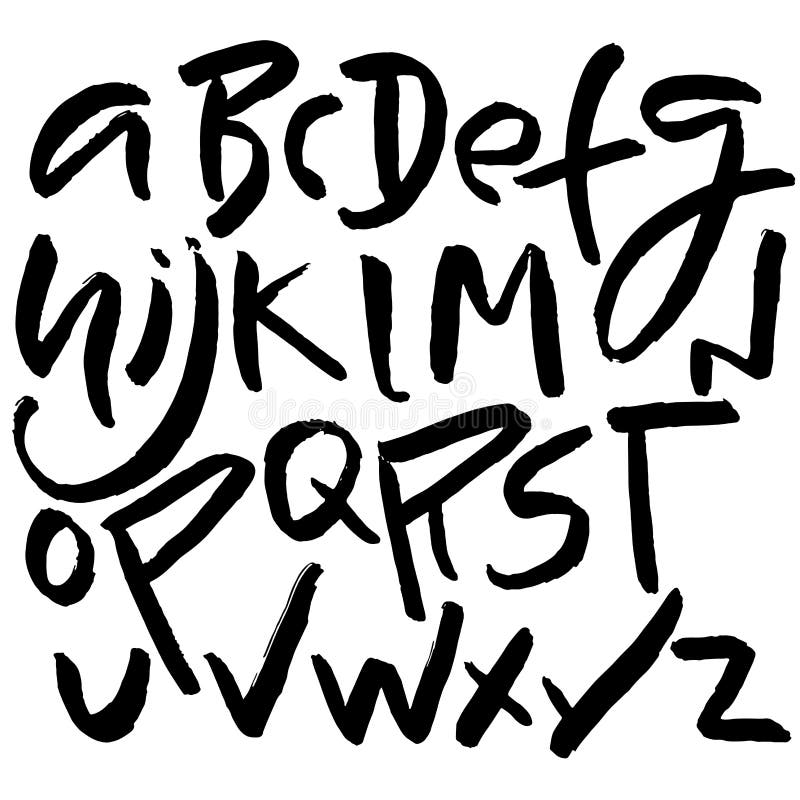 Einfache Alphabetbuchstaben. moderner Tintenguß des handdrawn Schmutzes. Vektorillustration. lizenzfreie abbildung