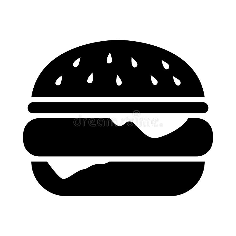 Einfache, flache, schwarze Burgerschattenbildillustration/Ikone Lokalisiert auf Weiß