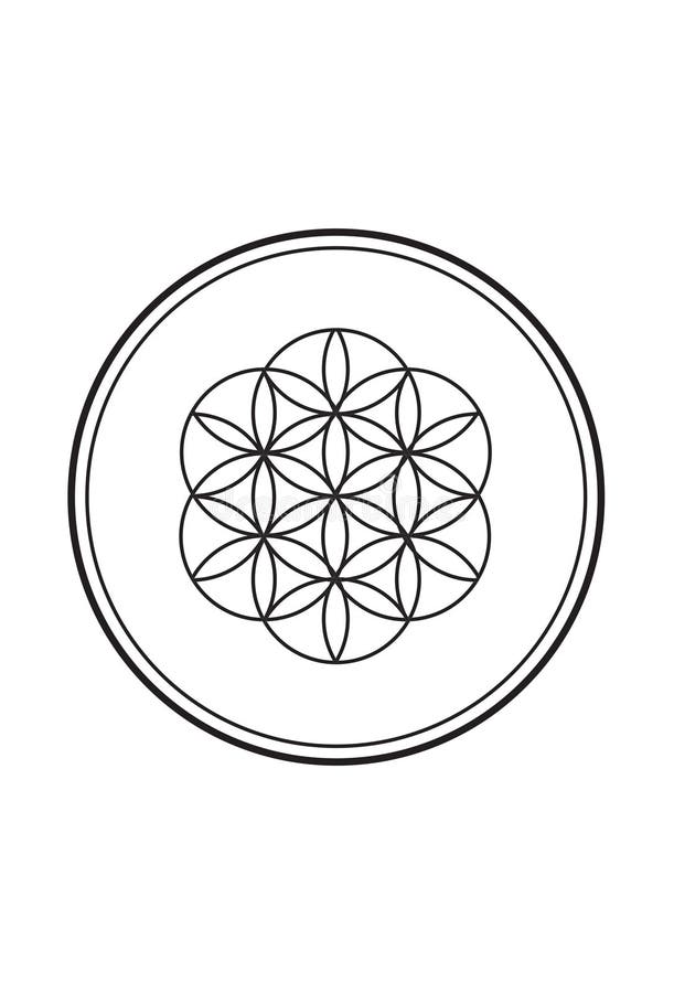 Einfache geistige Blume von Leben-Schwarzweißabbildung 2 lizenzfreie abbildung Einfache geistige Blume von Leben-Schwarzweißabbildung 2 lizenzfreie abbildung