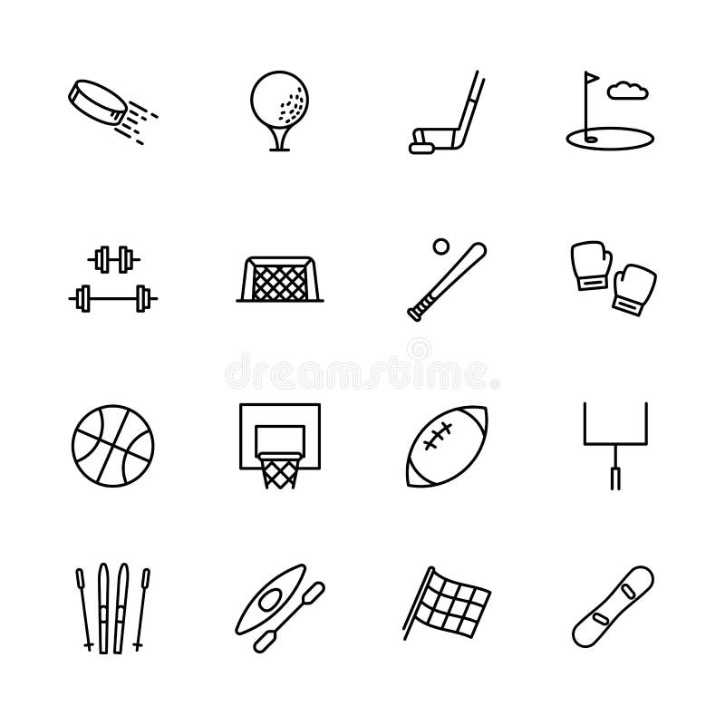 Einfache gesetzte Symbole tragen und Tätigkeit zur Schau Enthält solches Ikonenhockey, Golf, Kobold, Stock, Bodybuilding, Barbell stock abbildung Einfache gesetzte Symbole tragen und Tätigkeit zur Schau Enthält solches Ikonenhockey, Golf, Kobold, Stock, Bodybuilding, Barbell stock abbildung