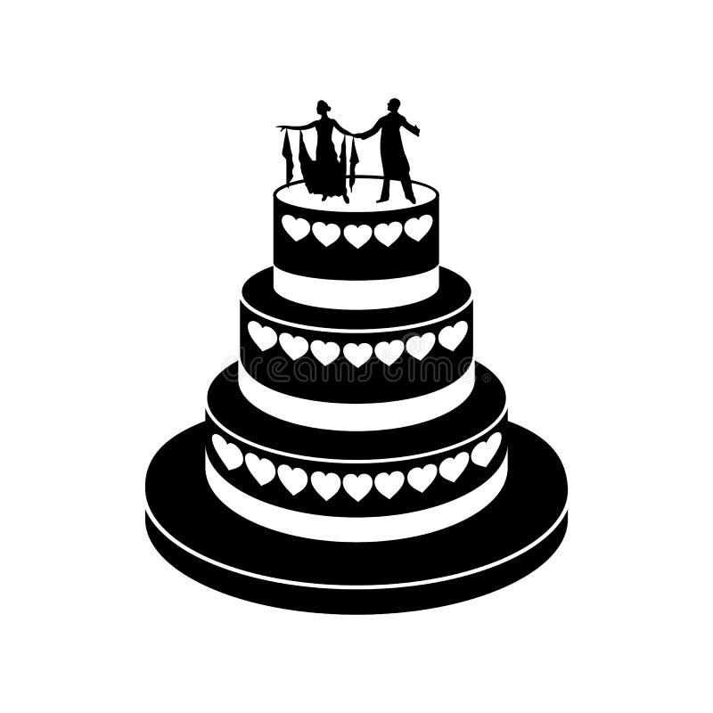 Einfache Ikone der Hochzeitstorte lizenzfreie abbildung Einfache Ikone der Hochzeitstorte lizenzfreie abbildung