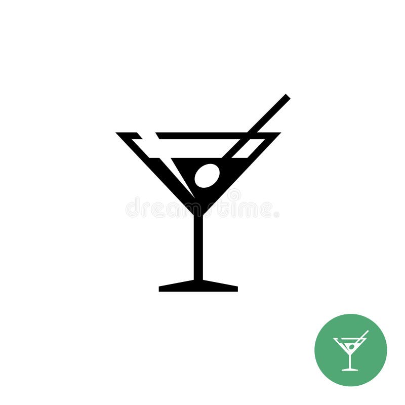 Einfache Ikone des Dreieckmartini-Cocktailglasschwarzen