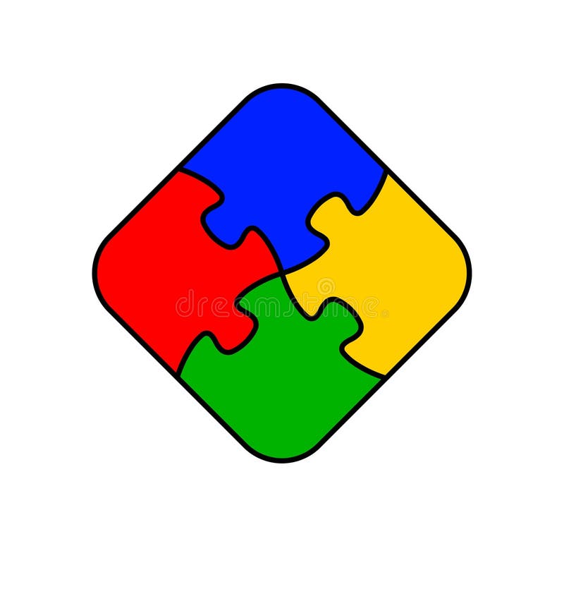4 einfache Puzzleteile miteinander verbunden vektor abbildung