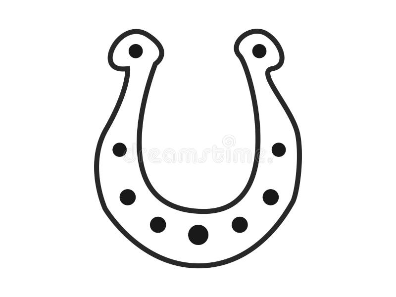 Einfache schwarze Horseshoe Outline Sketch isoliert auf weißem Hintergrund. Konzept eines glücklichen rustikalen Charmes gutes Glü vektor abbildung