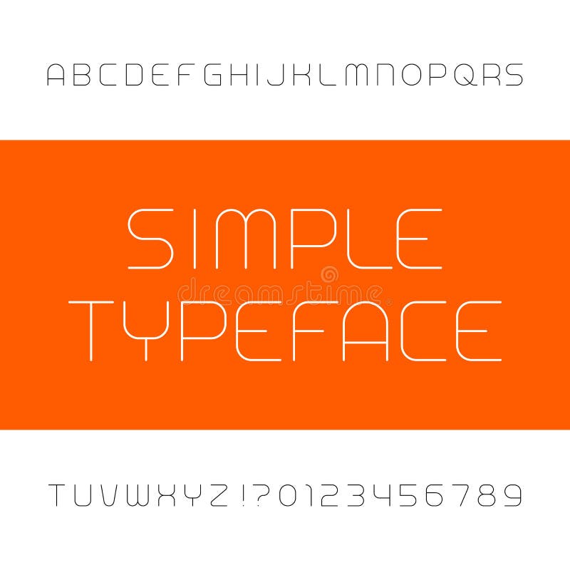 Einfacher Alphabet-Guss Schreiben Sie Buchstaben und Zahlen in der Entwurfsart stock abbildung