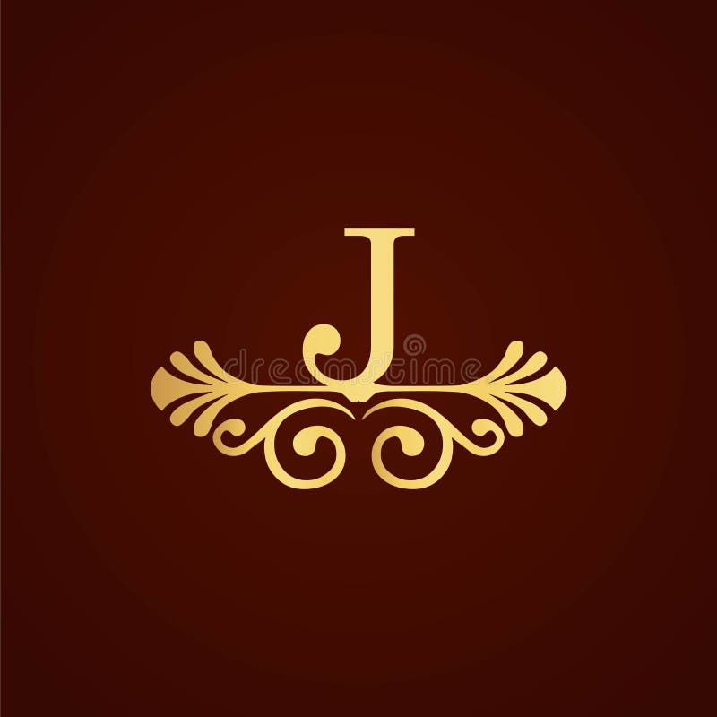 Einfaches Alphabet Logo königliche Design goldenes Konzept mit Verzierung stock abbildung