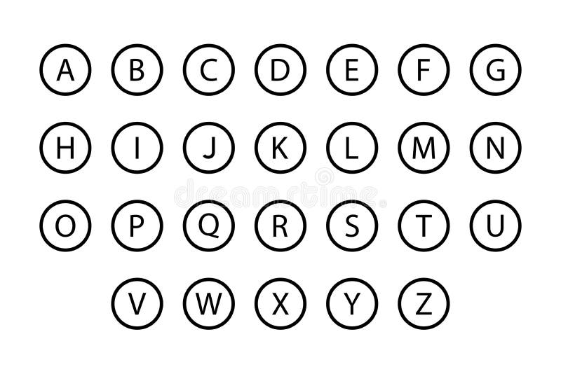 Einfaches Alphabet in Runden auf weißem Hintergrund in einfachem Design vektor abbildung
