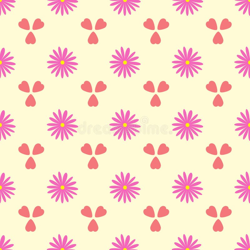 Einfaches nahtloses Muster mit Blumen und Herzen Romantische Blumenvektorillustration vektor abbildung Einfaches nahtloses Muster mit Blumen und Herzen Romantische Blumenvektorillustration vektor abbildung