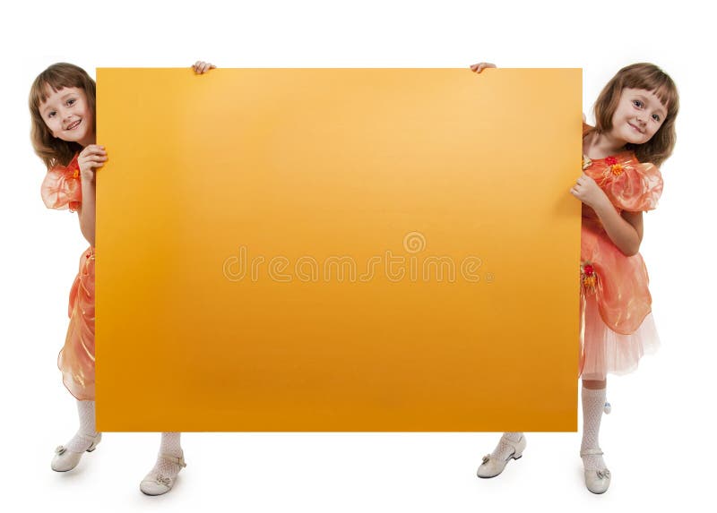 Einflussfahne mit zwei Mädchenzwillingen lizenzfreies stockfoto Einflussfahne mit zwei Mädchenzwillingen lizenzfreies stockfoto