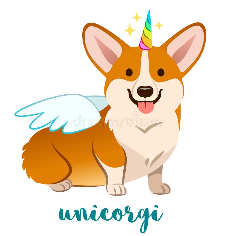Einhorn Corgihund mit Horn und Flügel vector Karikatur illustratio vektor abbildung Einhorn Corgihund mit Horn und Flügel vector Karikatur illustratio vektor abbildung