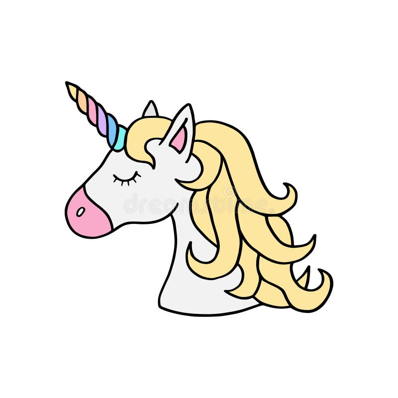 Einhorn ` s Kopf mit buntem Regenbogenhorn lizenzfreie abbildung Einhorn ` s Kopf mit buntem Regenbogenhorn lizenzfreie abbildung