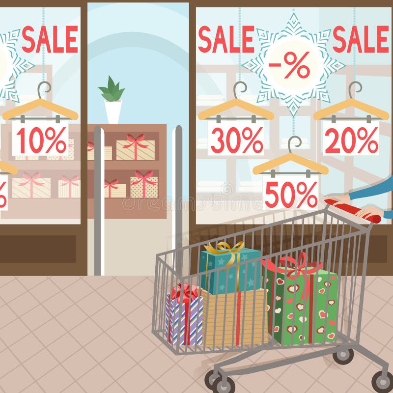 Einkauf und Geschenke green-Aufkleber verziert mit weißen Gänseblümchen auf weißem Hintergrund lizenzfreie abbildung Einkauf und Geschenke green-Aufkleber verziert mit weißen Gänseblümchen auf weißem Hintergrund lizenzfreie abbildung