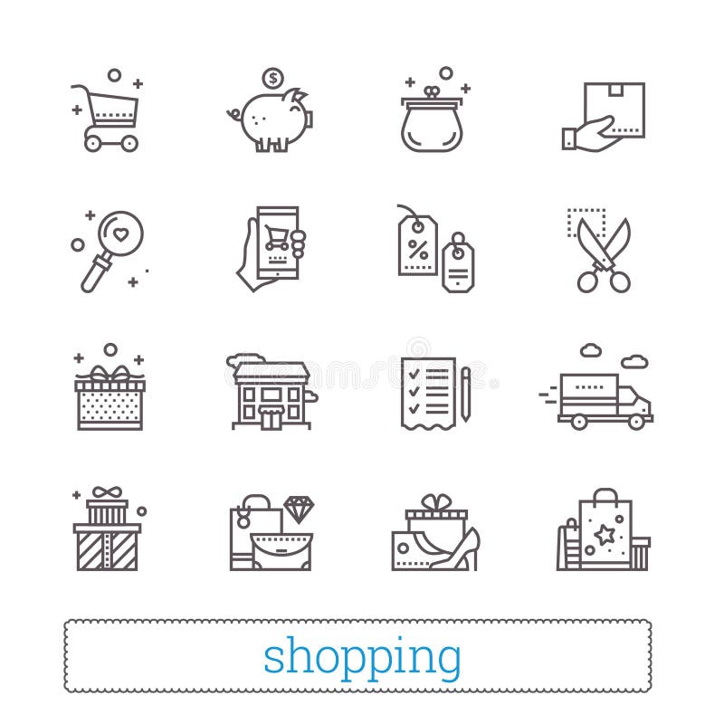 Einkaufen, Handel, dünne Linie Ikonen des Einzelhandels Shopsymbole: Kupons, Wunschliste, Lieferungsbahn, Bargeldrückseite, Waren stock abbildung Einkaufen, Handel, dünne Linie Ikonen des Einzelhandels Shopsymbole: Kupons, Wunschliste, Lieferungsbahn, Bargeldrückseite, Waren stock abbildung