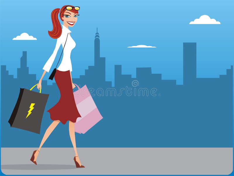 Einkaufen-Mädchen stock abbildung Einkaufen-Mädchen stock abbildung