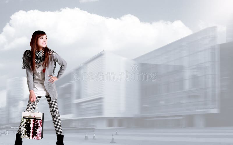 Einkaufenmädchen lizenzfreie stockfotografie Einkaufenmädchen lizenzfreie stockfotografie
